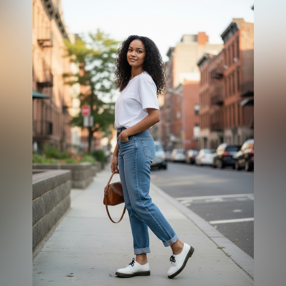 Dr. Martens White Leather Loafers with Black Laces